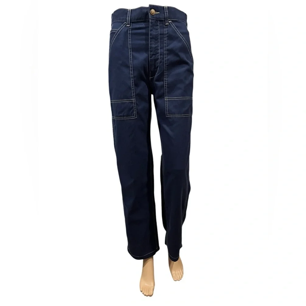 Polo Ralph Lauren Pant Womens Cotton Twill Utility Navy Straight Leg Size 2 - Picture 3 of 16